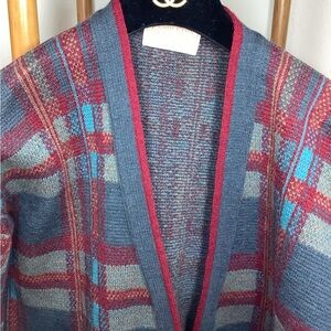Vintage Pendleton Plaid Cardigan 1970’s Striped Wool Teal Cranberry